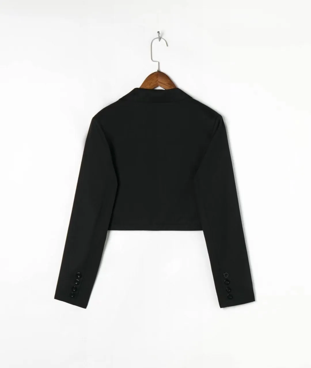 Cropped Collared Long Sleeve Blazer Jacket