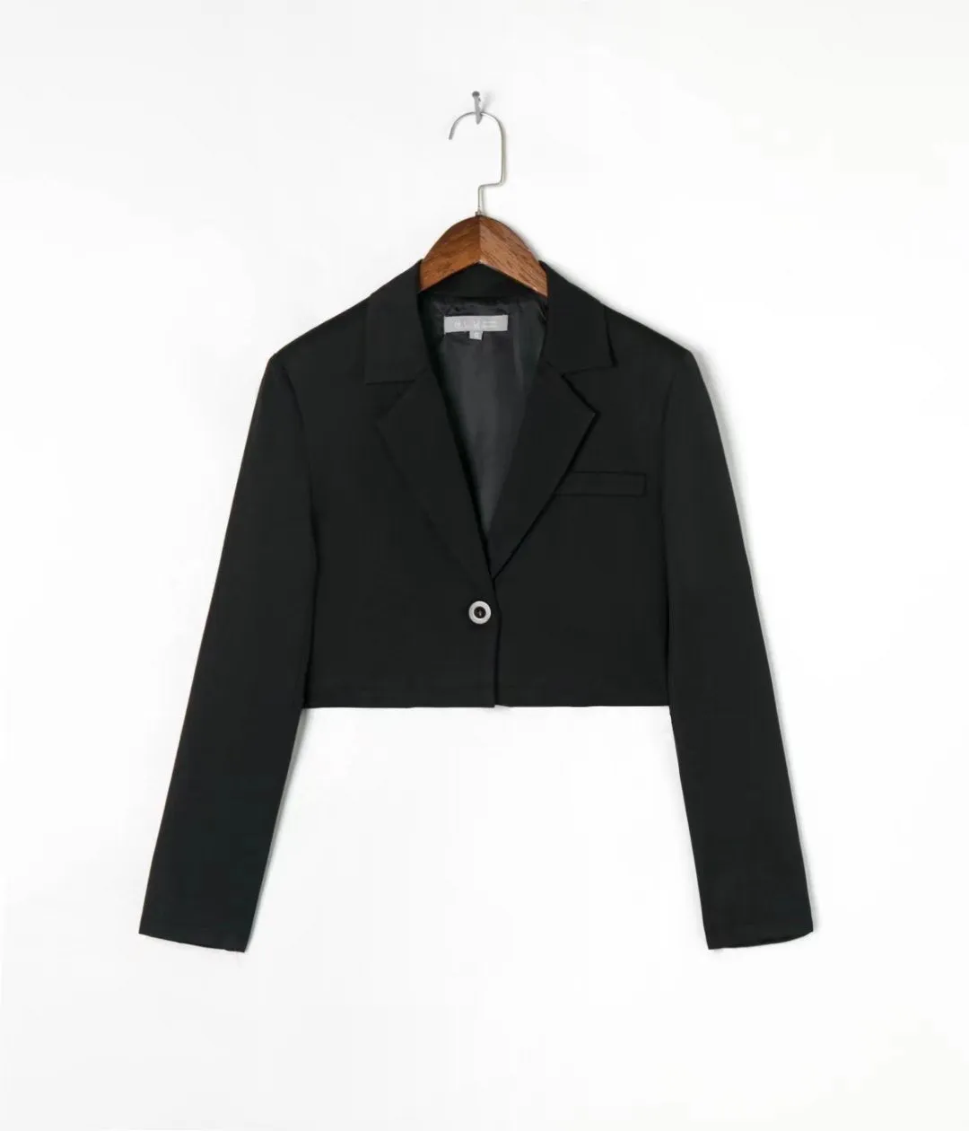 Cropped Collared Long Sleeve Blazer Jacket