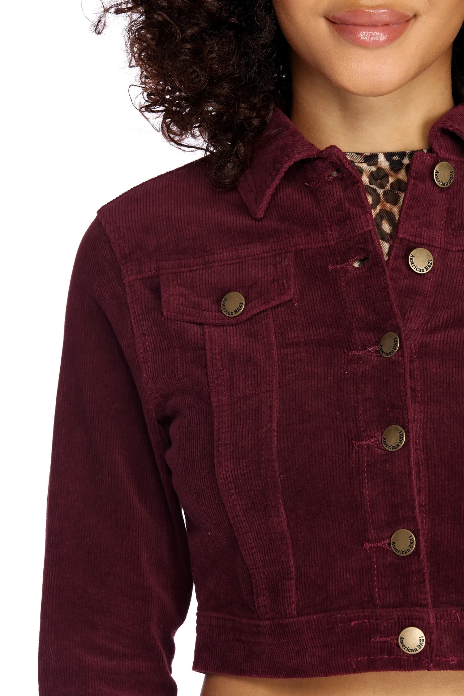 Cropped Corduroy Button Up Jacket