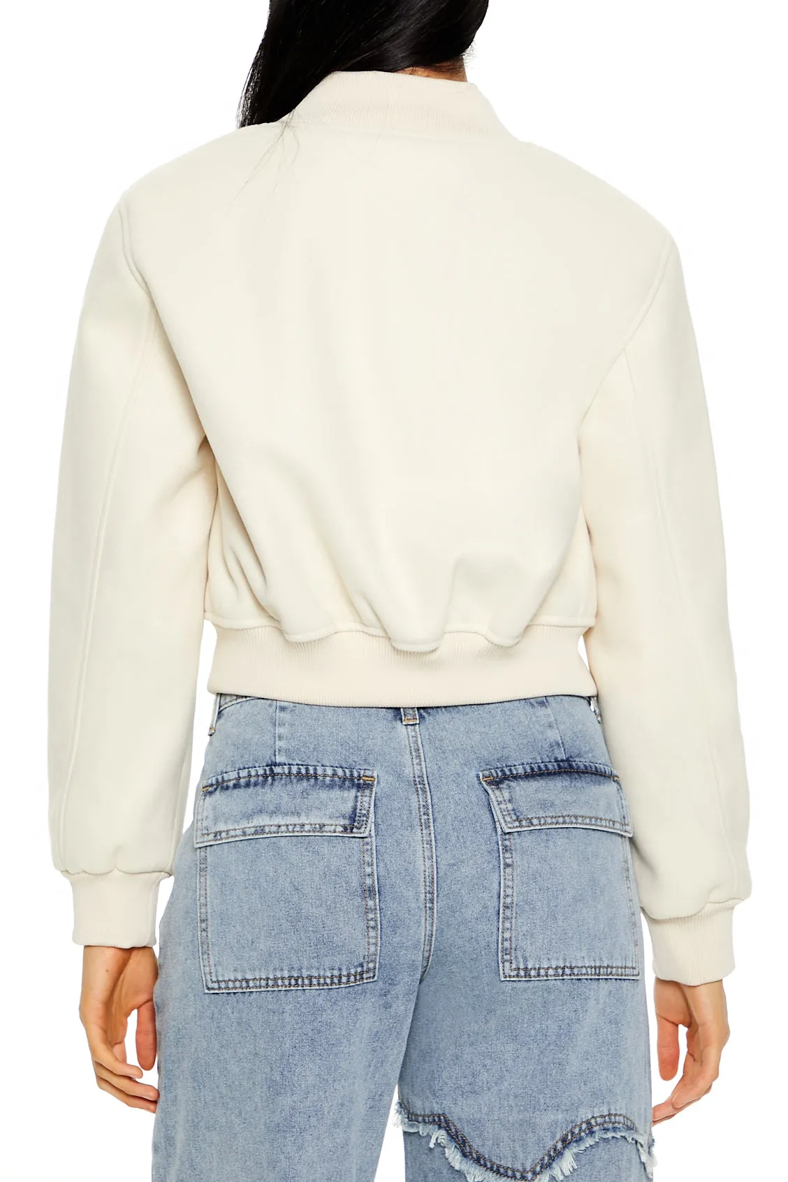 Cropped Knit Bomber Jacket