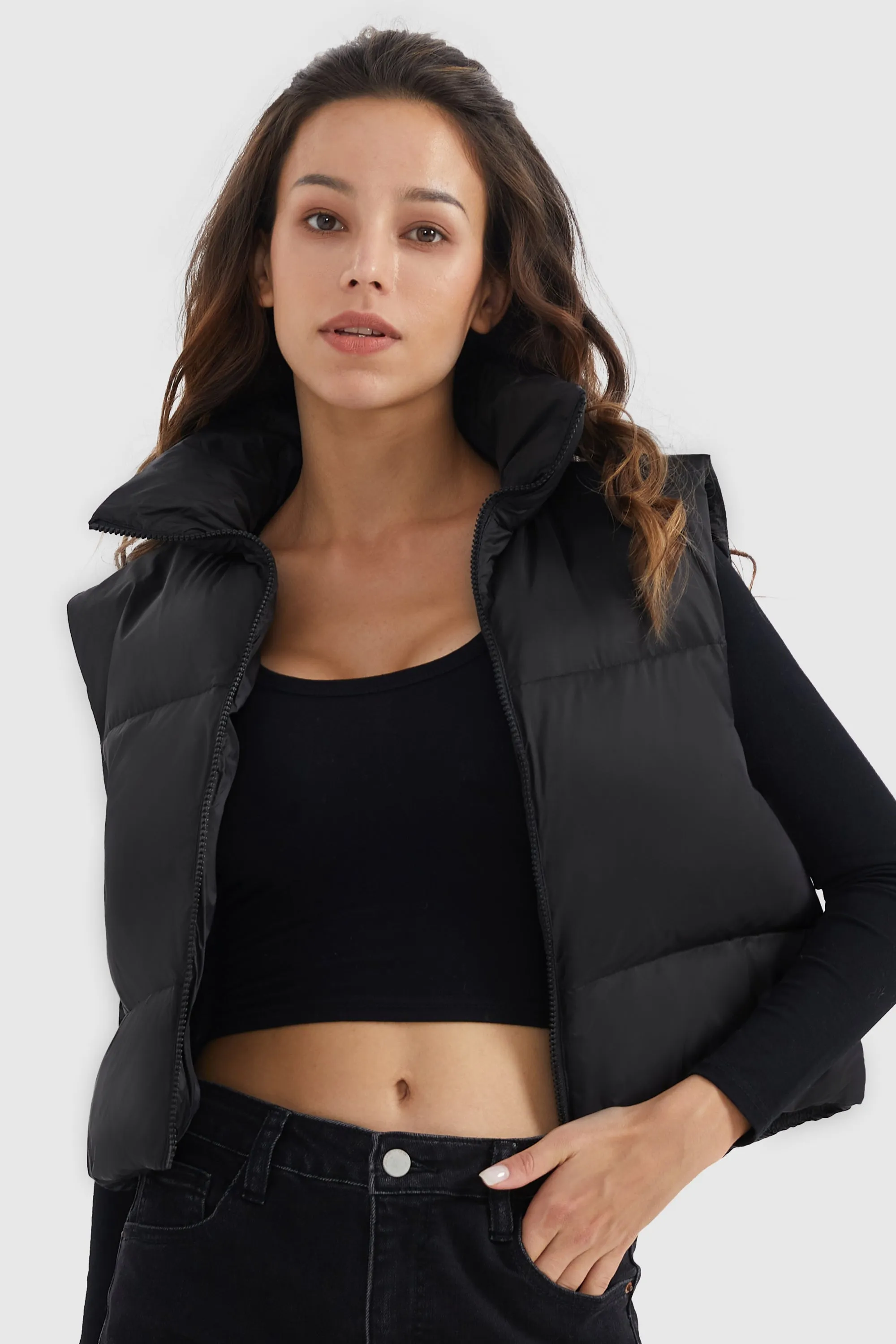 Cropped Puffer Down Vest