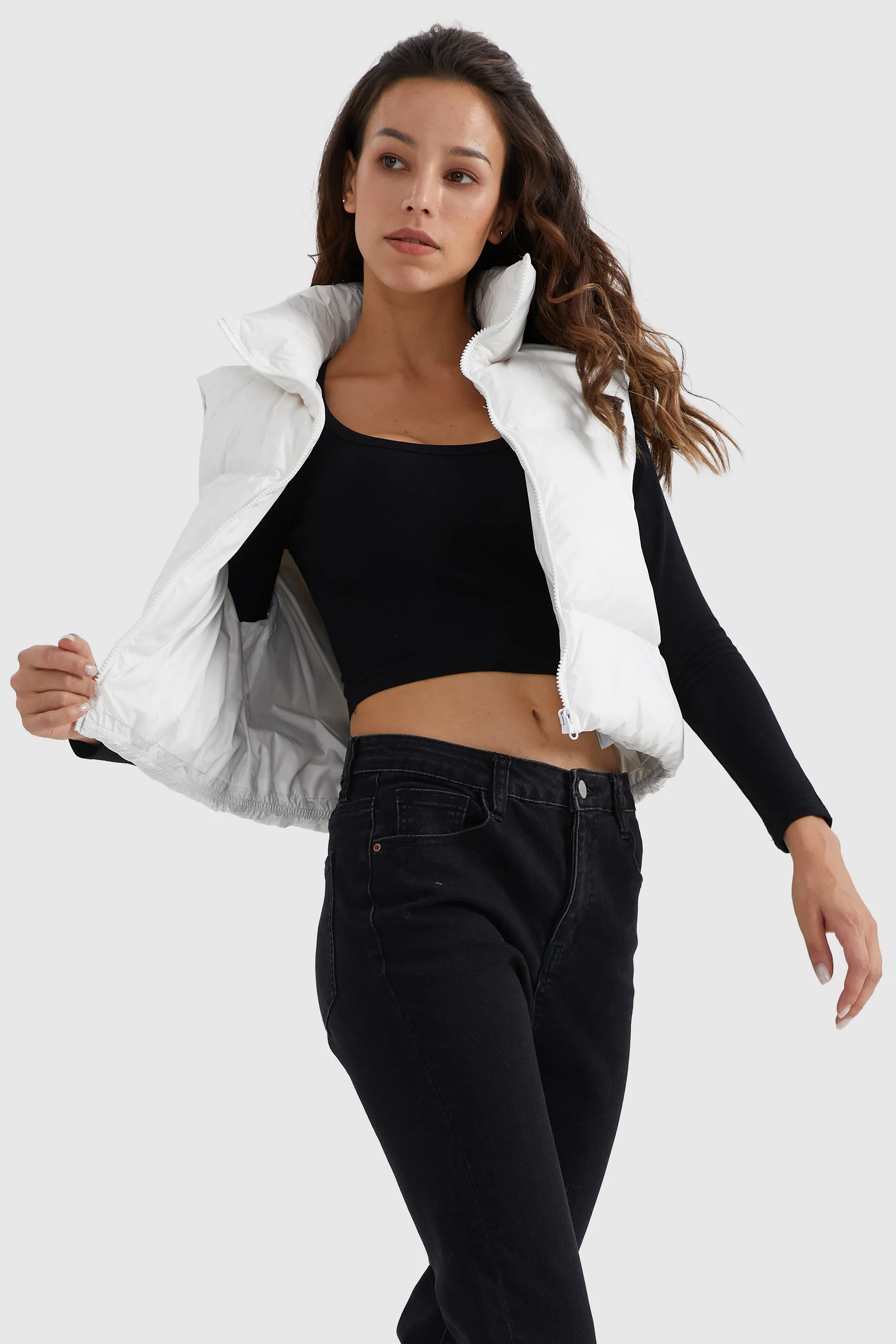 Cropped Puffer Down Vest