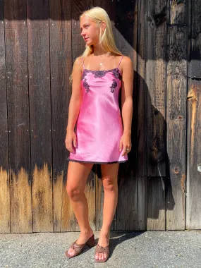 Deadstock Y2K Betsey Johnson Pink Mini Slip Dress—[S/M]