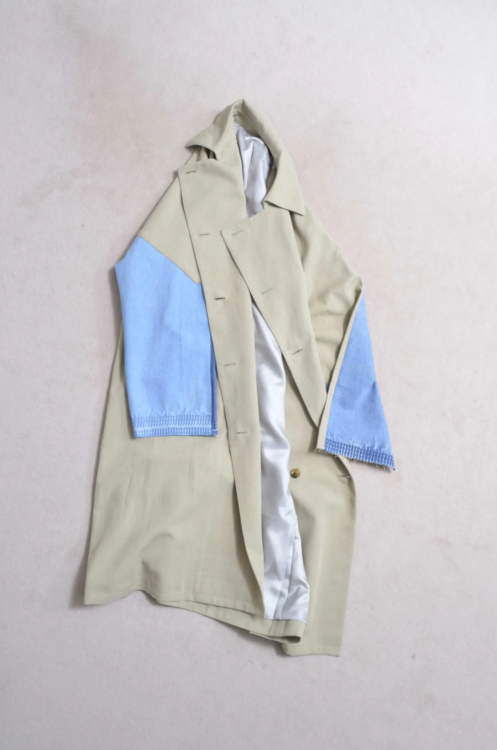 DENIM SLEEVE TRENCH COAT/BEG/02