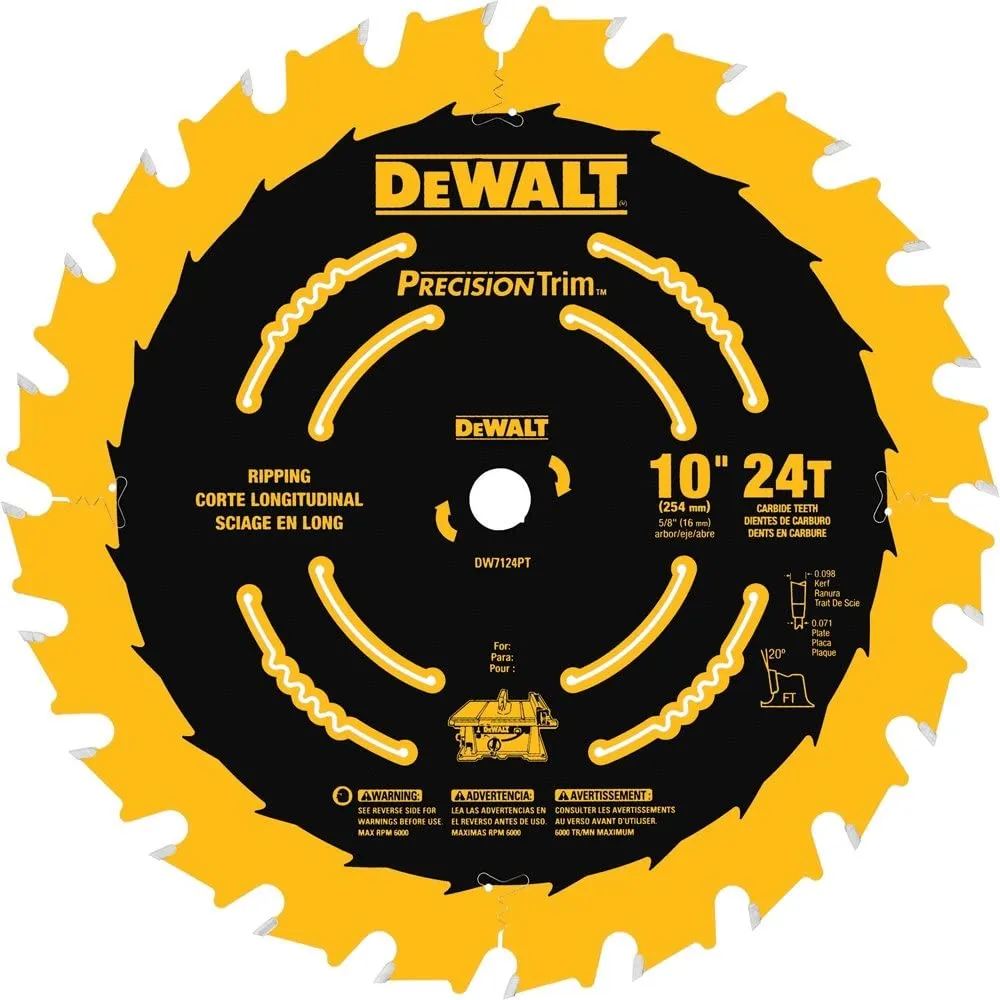 DeWalt DW7124PT 10" 24 Tooth Fast Ripping Saw Blade