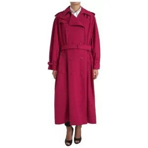 Dolce & Gabbana Dark Pink Double Breasted Trench Coat Jacket