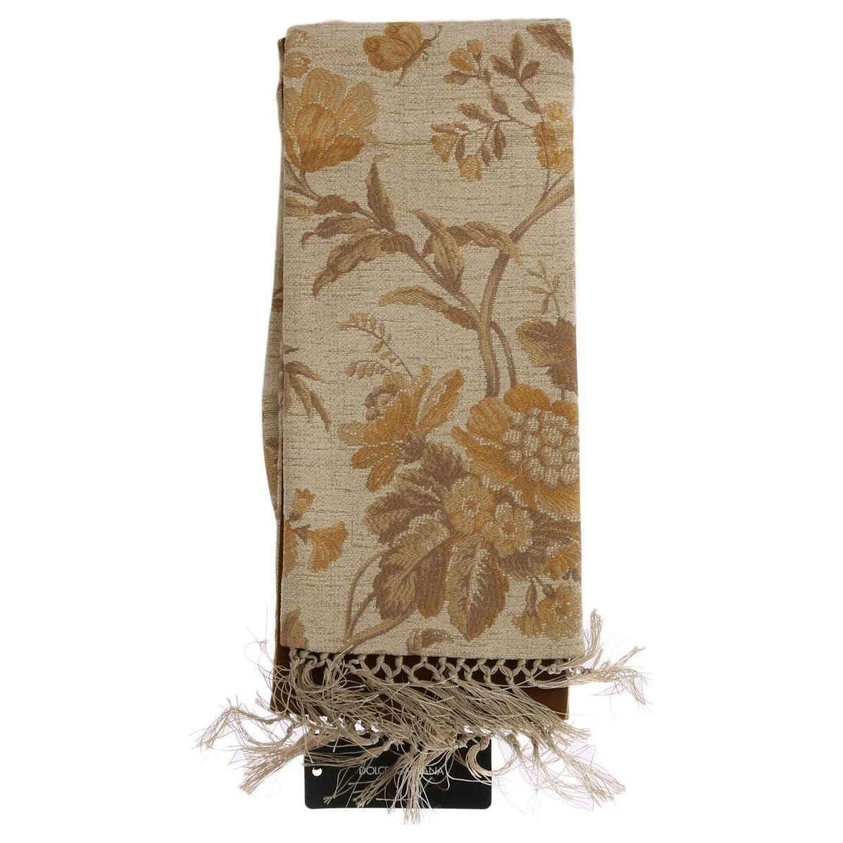 Dolce & Gabbana Elegant Beige Gold Jacquard Stole Scarf