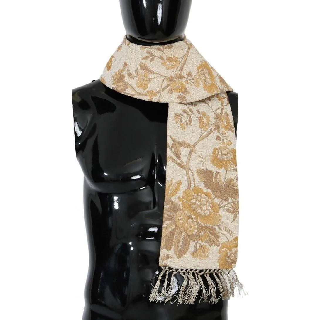 Dolce & Gabbana Elegant Beige Gold Jacquard Stole Scarf