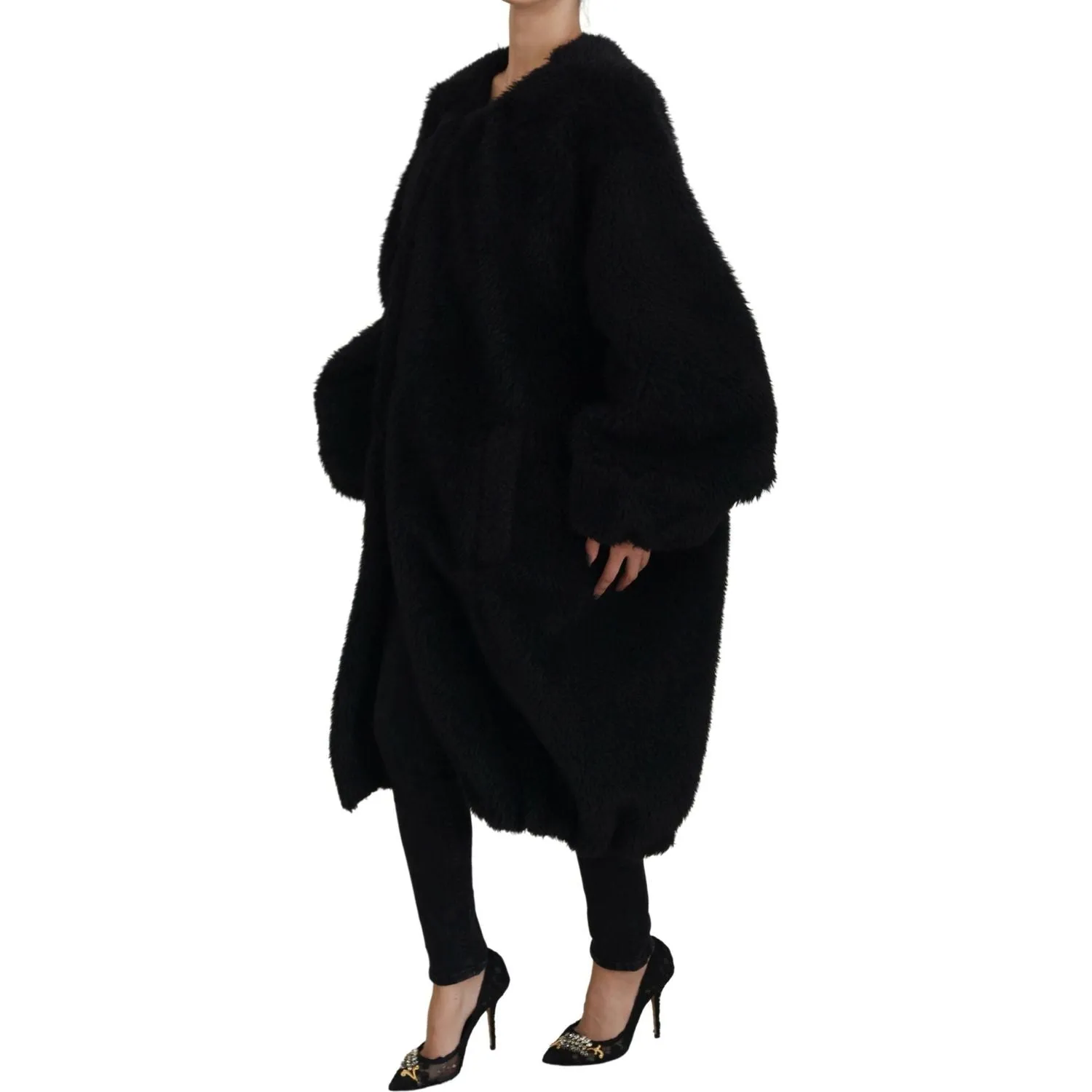 Dolce & Gabbana Elegant Black Cashmere Blend Overcoat Jacket