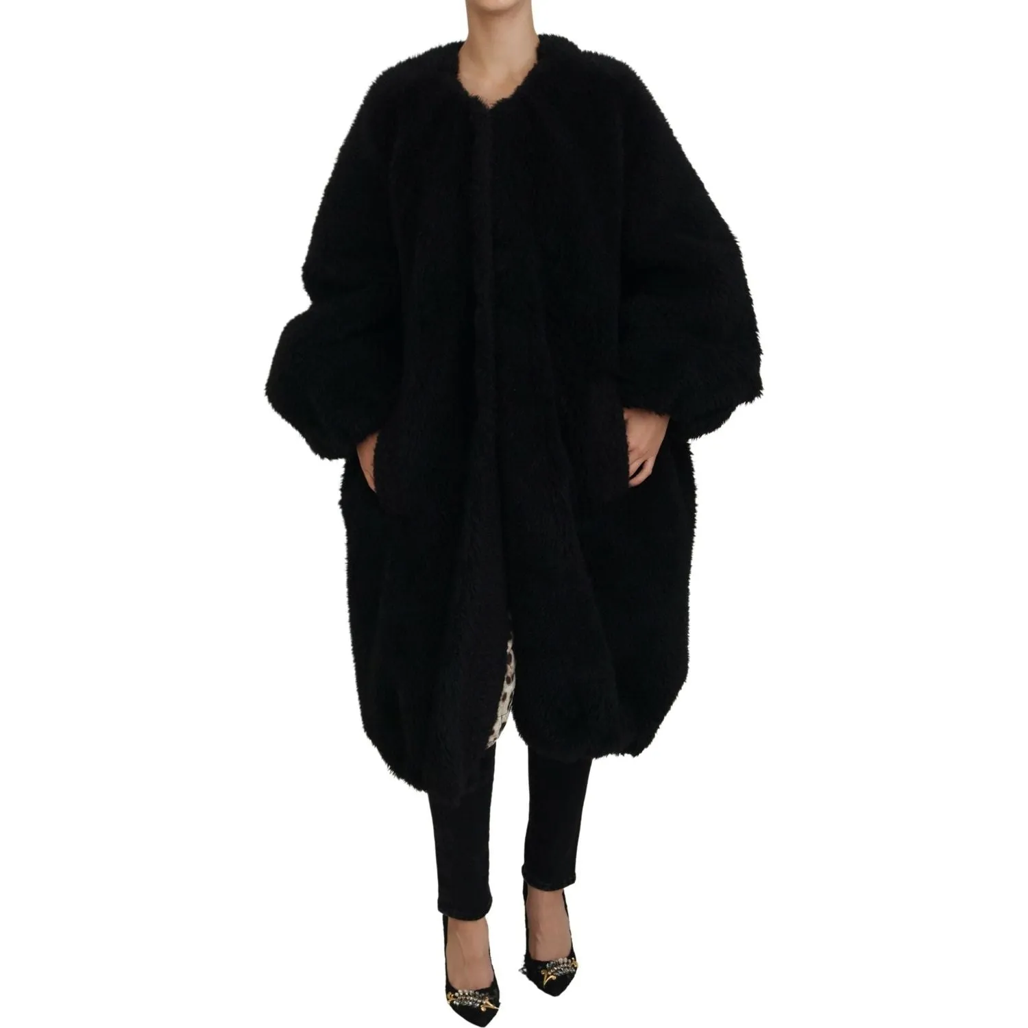 Dolce & Gabbana Elegant Black Cashmere Blend Overcoat Jacket