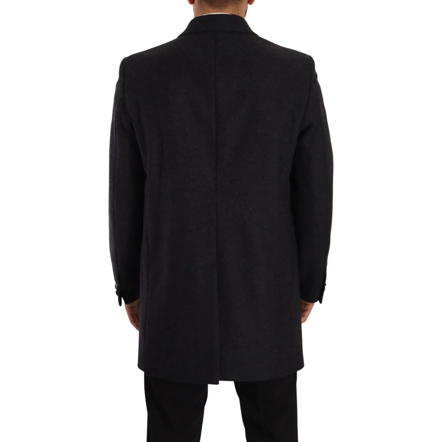 Dolce & Gabbana Elegant Dark Grey Woolen Overcoat