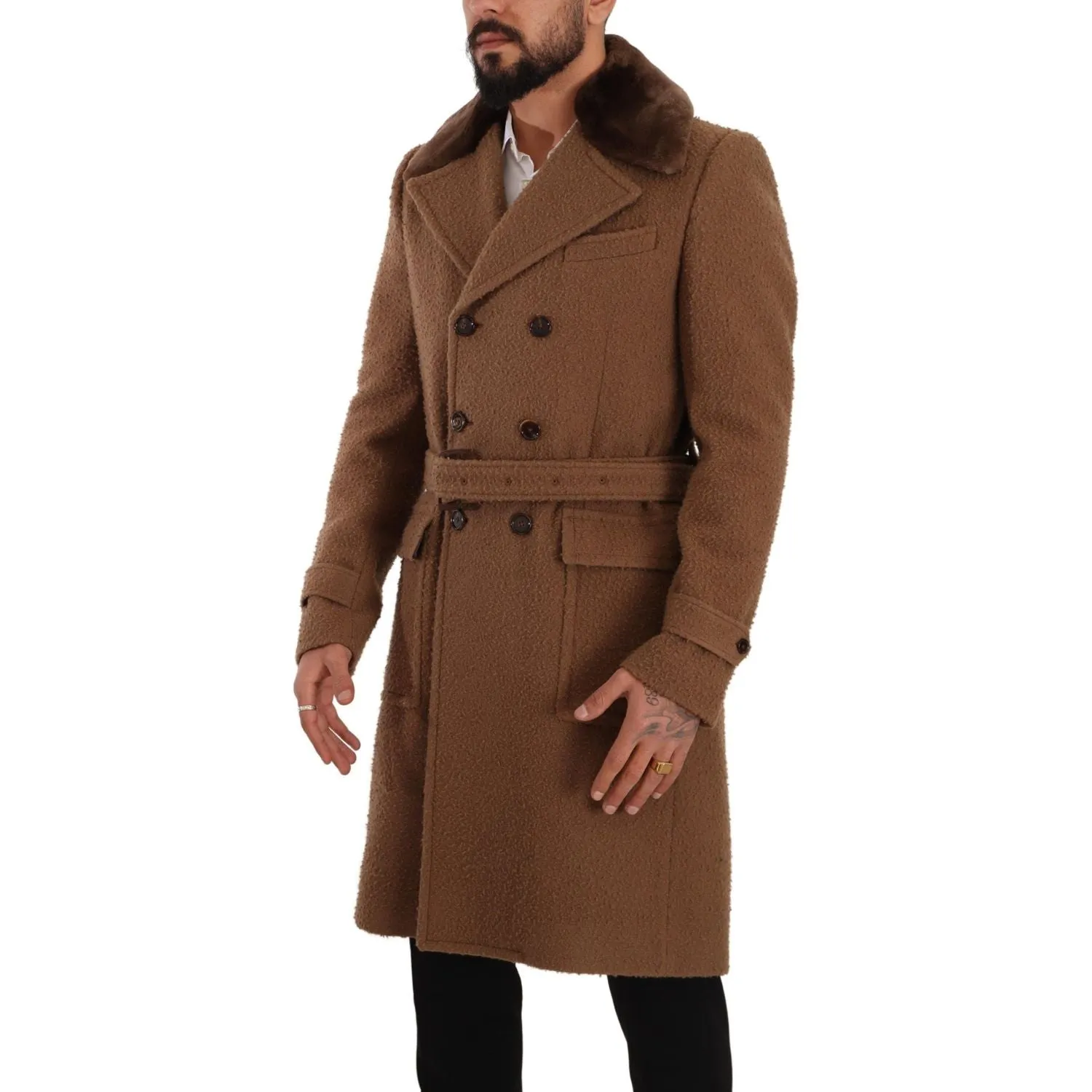 Dolce & Gabbana Elegant Double Breasted Wool Overcoat