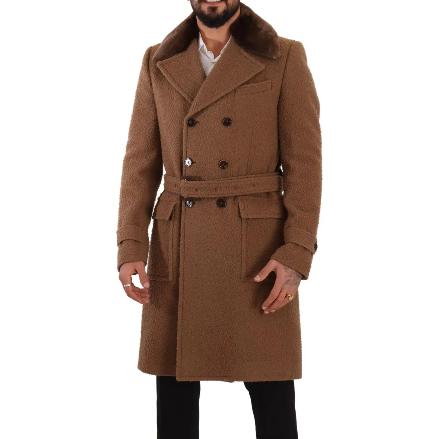 Dolce & Gabbana Elegant Double Breasted Wool Overcoat