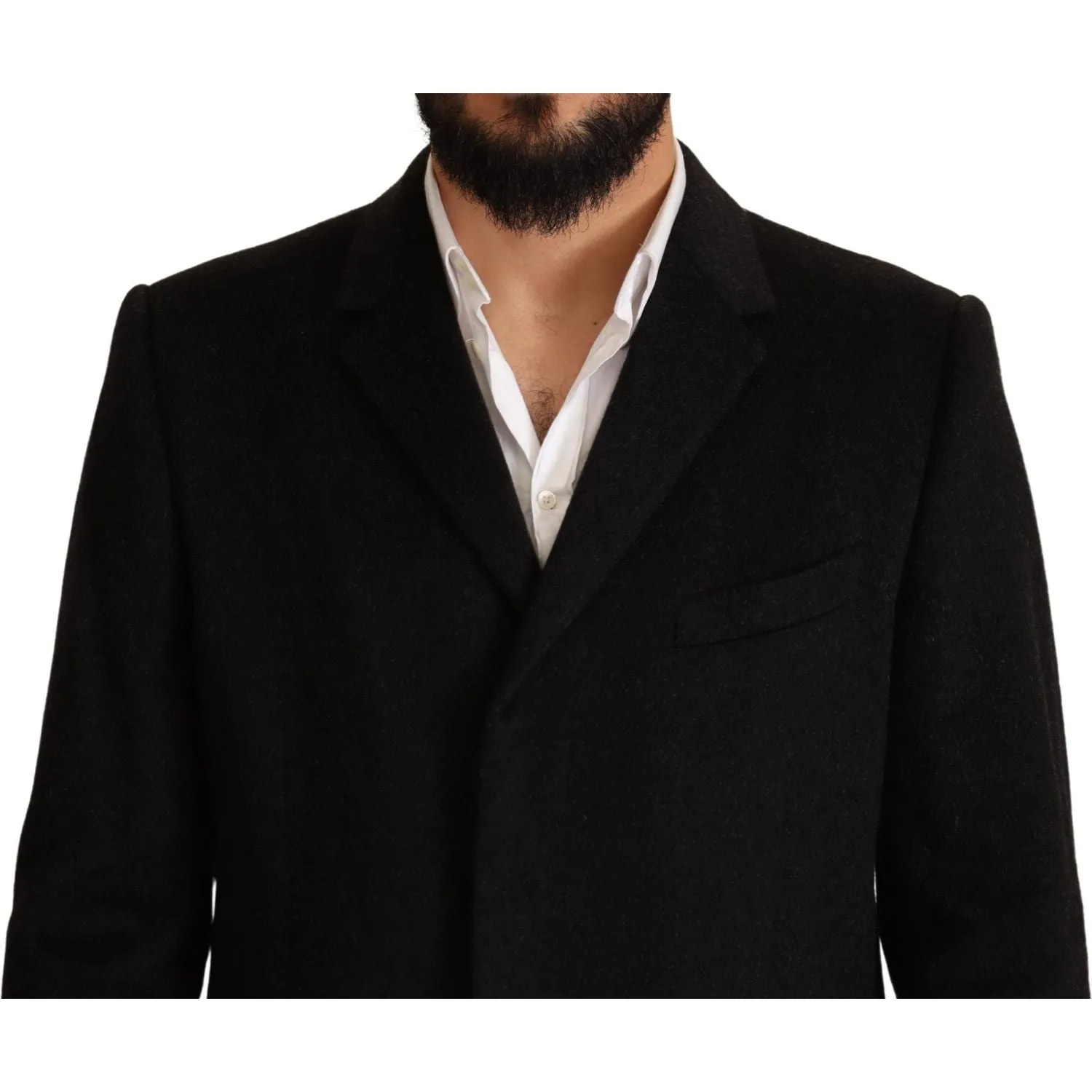 Dolce & Gabbana Elegant Gray Long Overcoat in Pure Cashmere