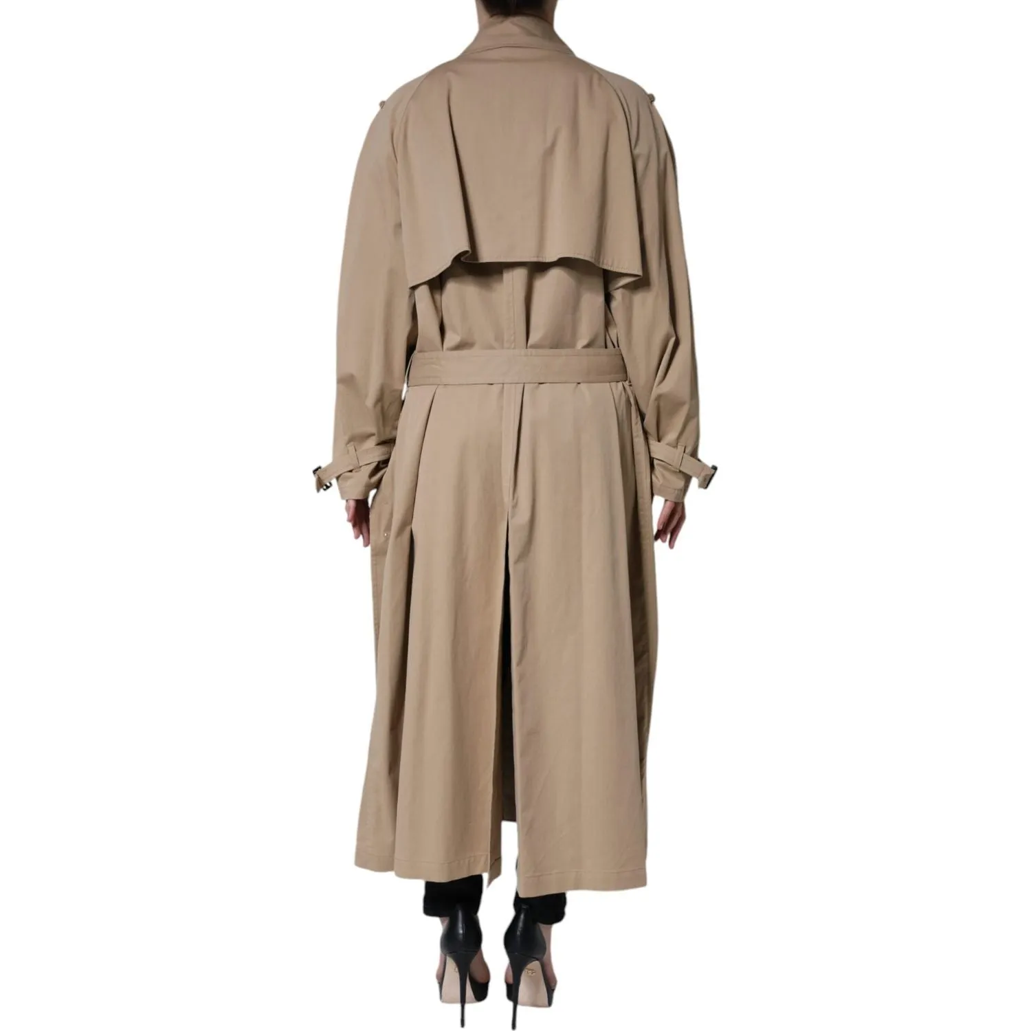 Dolce & Gabbana Khaki Double Breasted Trench Coat Jacket