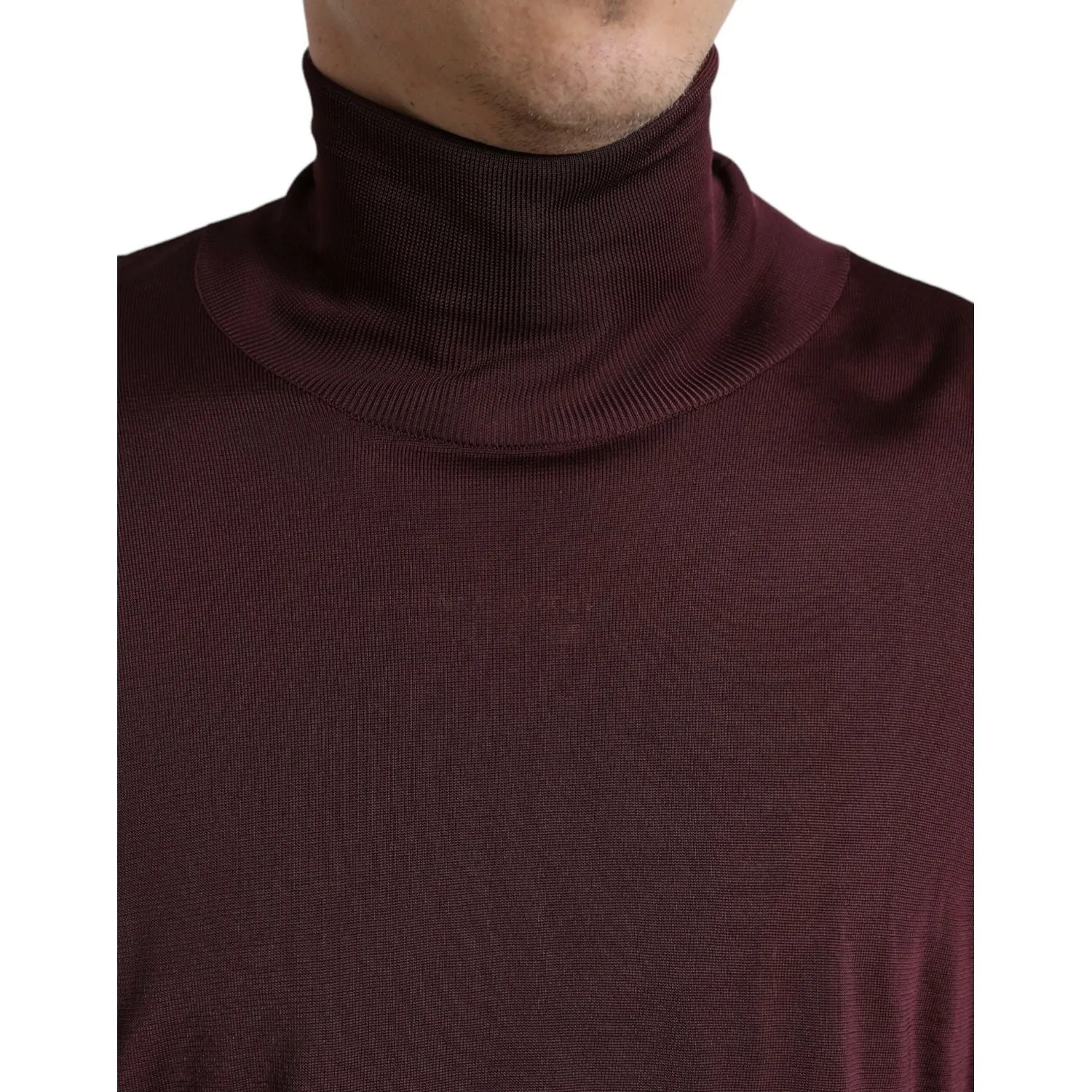 Dolce & Gabbana Maroon Turtleneck Viscose Sweater