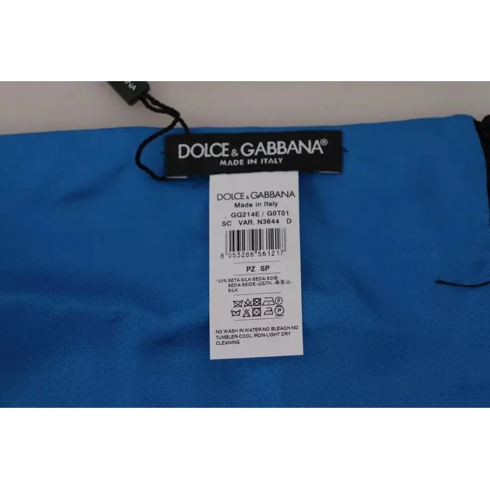 Dolce & Gabbana Royal Blue Scarf Neck Wrap Shawl Silk Scarf