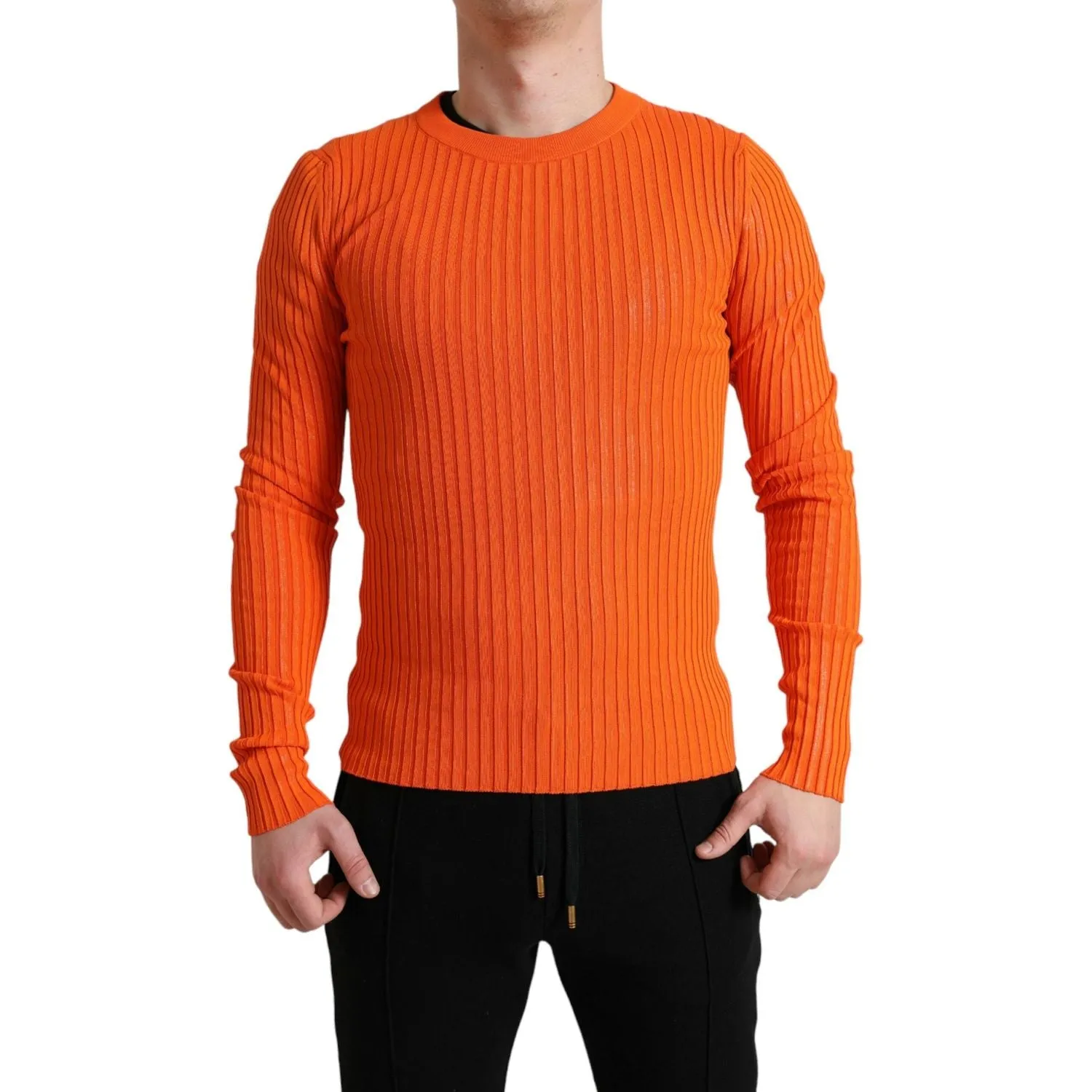 Dolce & Gabbana Sleek Sunset Orange Knitted Pullover Sweater