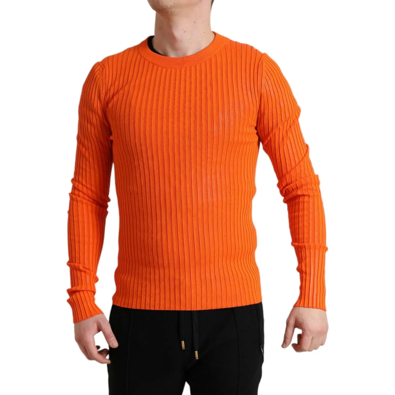 Dolce & Gabbana Sleek Sunset Orange Knitted Pullover Sweater