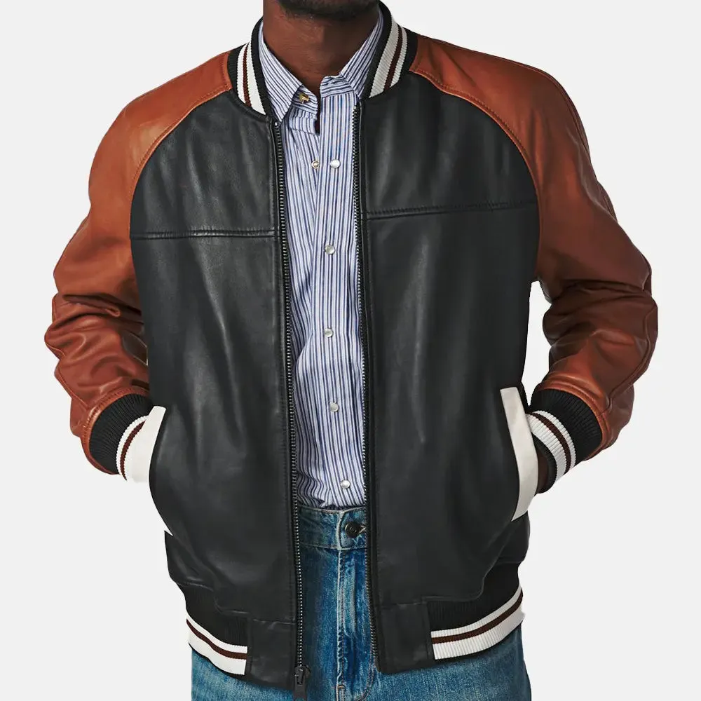 Eclipse Aviator Men's Leather Varsity Jacket