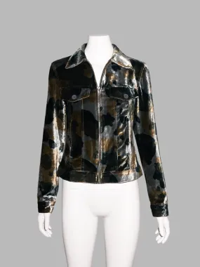 Enrica Massei khaki camo velvet trucker jacket - size 40