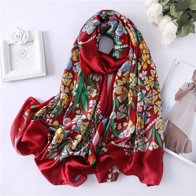 Fashion Silk Scarf Leopard Printed Bandana Shawl #FS323