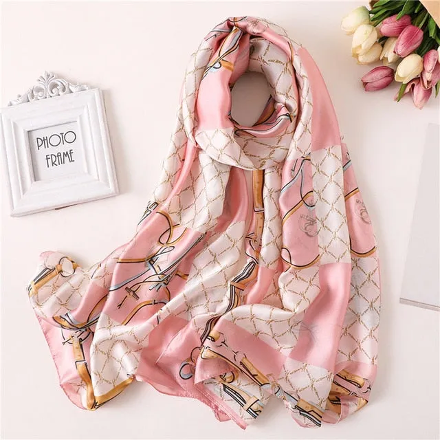 Fashion Silk Scarf Leopard Printed Bandana Shawl #FS323