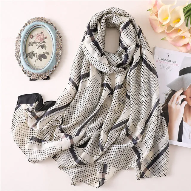 Fashion Silk Scarf Leopard Printed Bandana Shawl #FS323