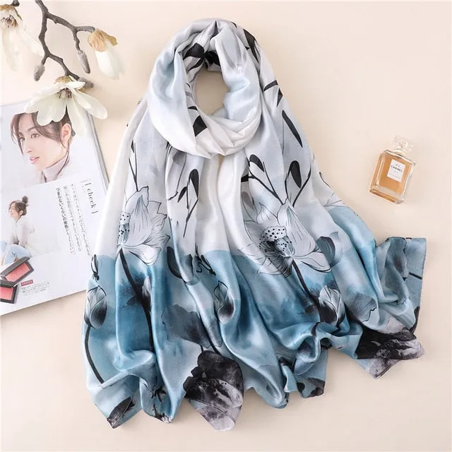 Fashion Silk Scarf Leopard Printed Bandana Shawl #FS323