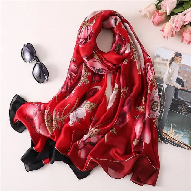 Fashion Silk Scarf Leopard Printed Bandana Shawl #FS323