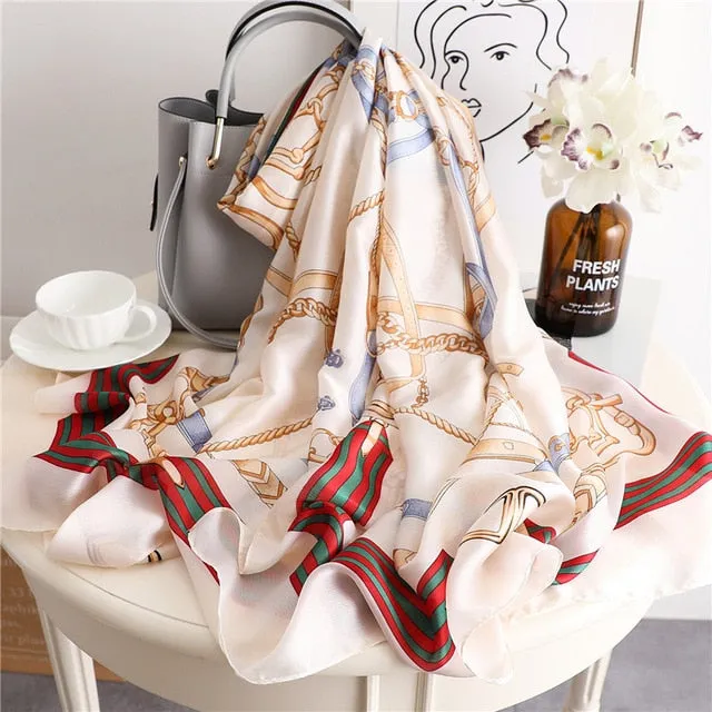 Fashion Silk Scarf Leopard Printed Bandana Shawl #FS323