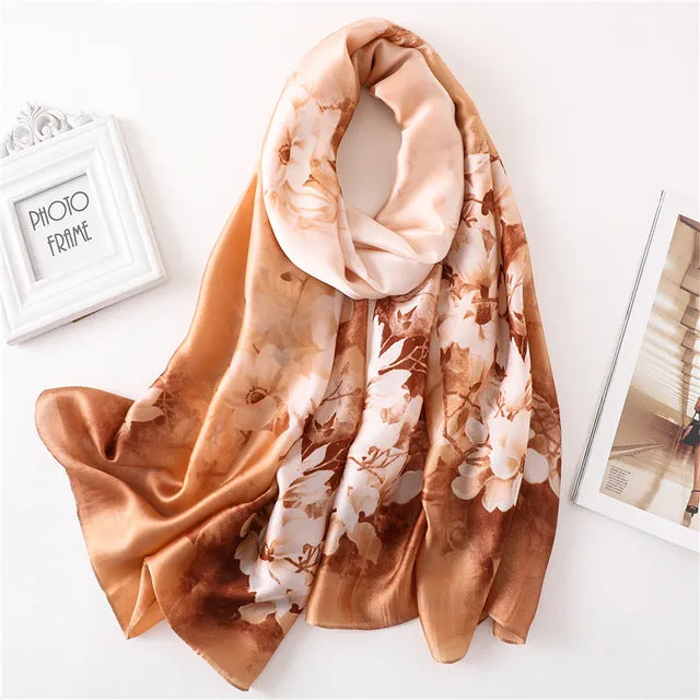 Fashion Silk Scarf Leopard Printed Bandana Shawl #FS323