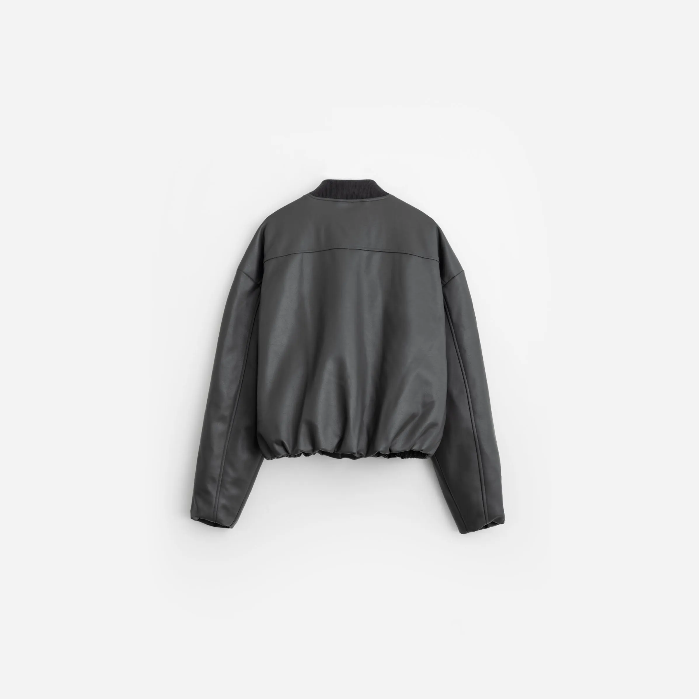 Faux Leather Oversized Cropped Bomber