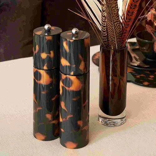 Faux Tortoiseshell Round Column Salt & Pepper Grinder