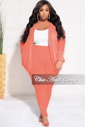 Final Plus Size 2pc Cardigan and Legging Set in Deep Coral