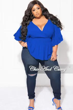 Final Sale Plus Size Ruffle Peplum Top in Blue