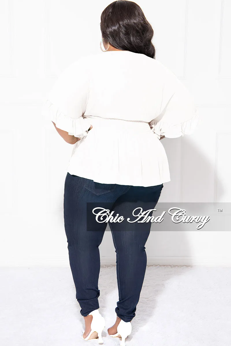 Final Sale Plus Size Ruffle Peplum Top in White