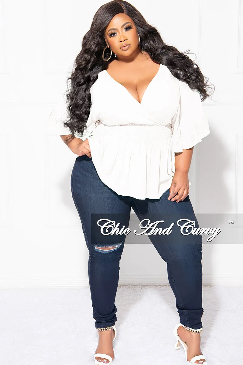 Final Sale Plus Size Ruffle Peplum Top in White