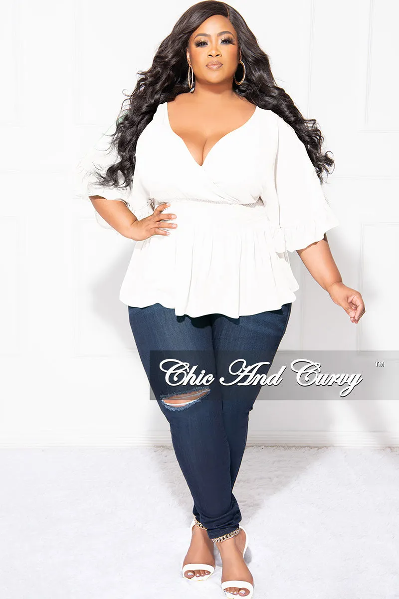 Final Sale Plus Size Ruffle Peplum Top in White