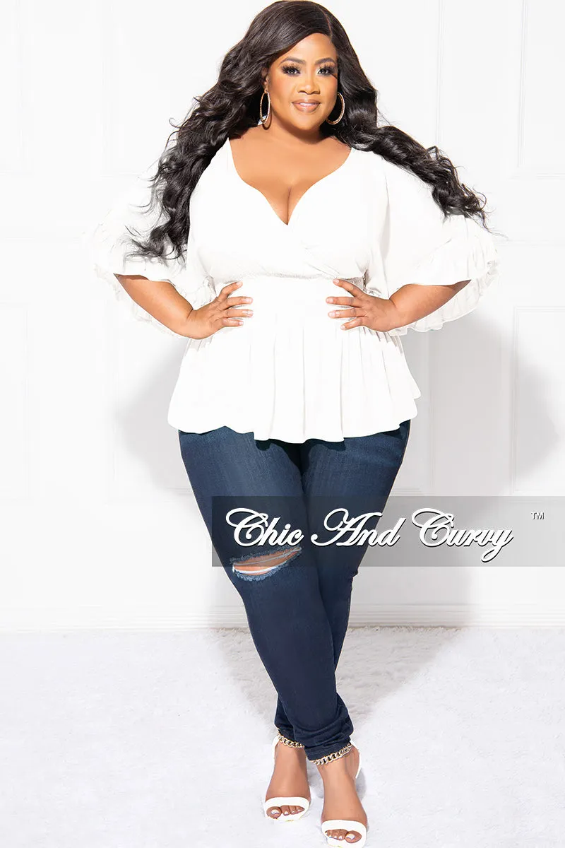 Final Sale Plus Size Ruffle Peplum Top in White