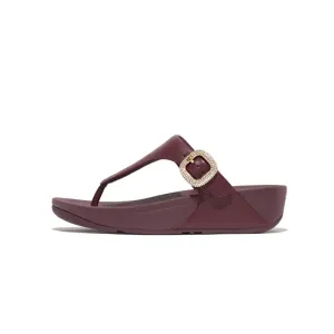 Fitflop Women Lulu Crystal-Buckle Leather Toe-Post Sandals |HN9-B37| Mauve Wine