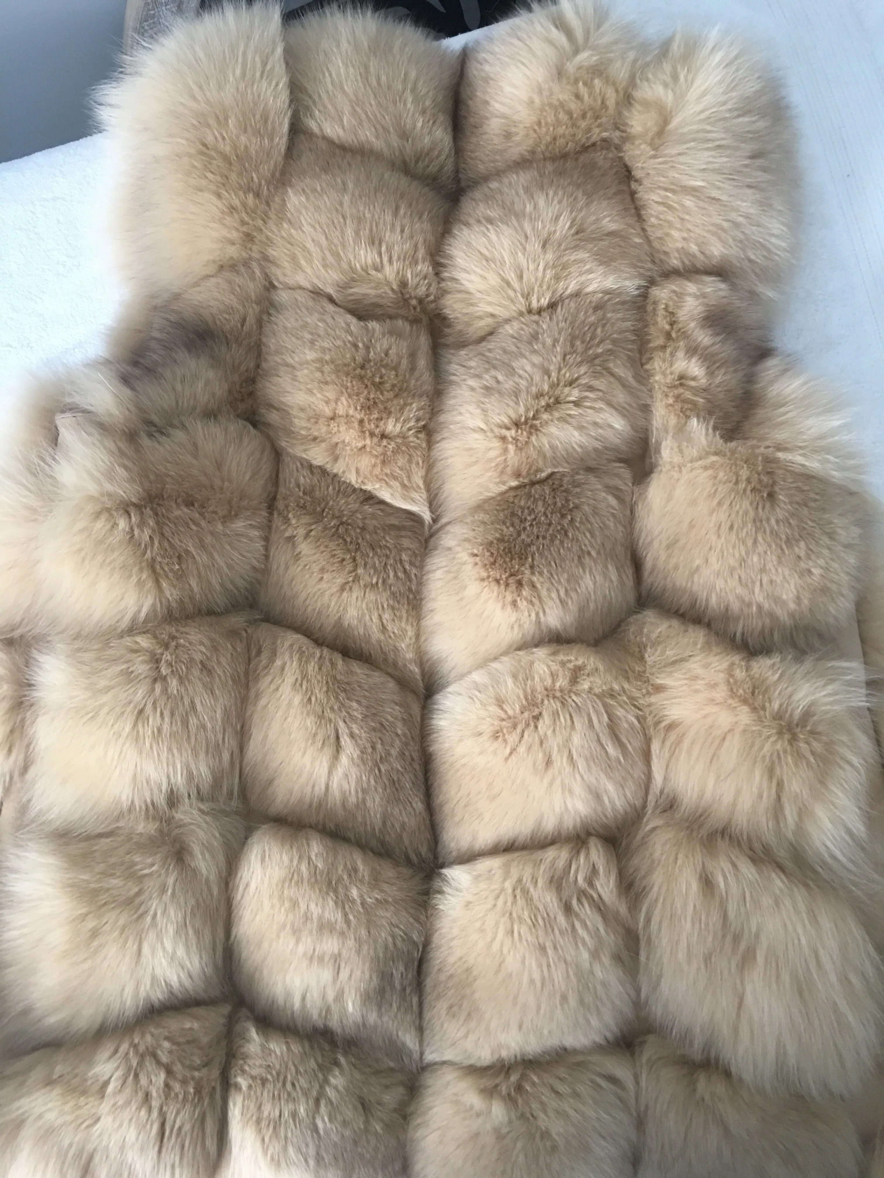 Fox Fur Vest Gilet - Cream