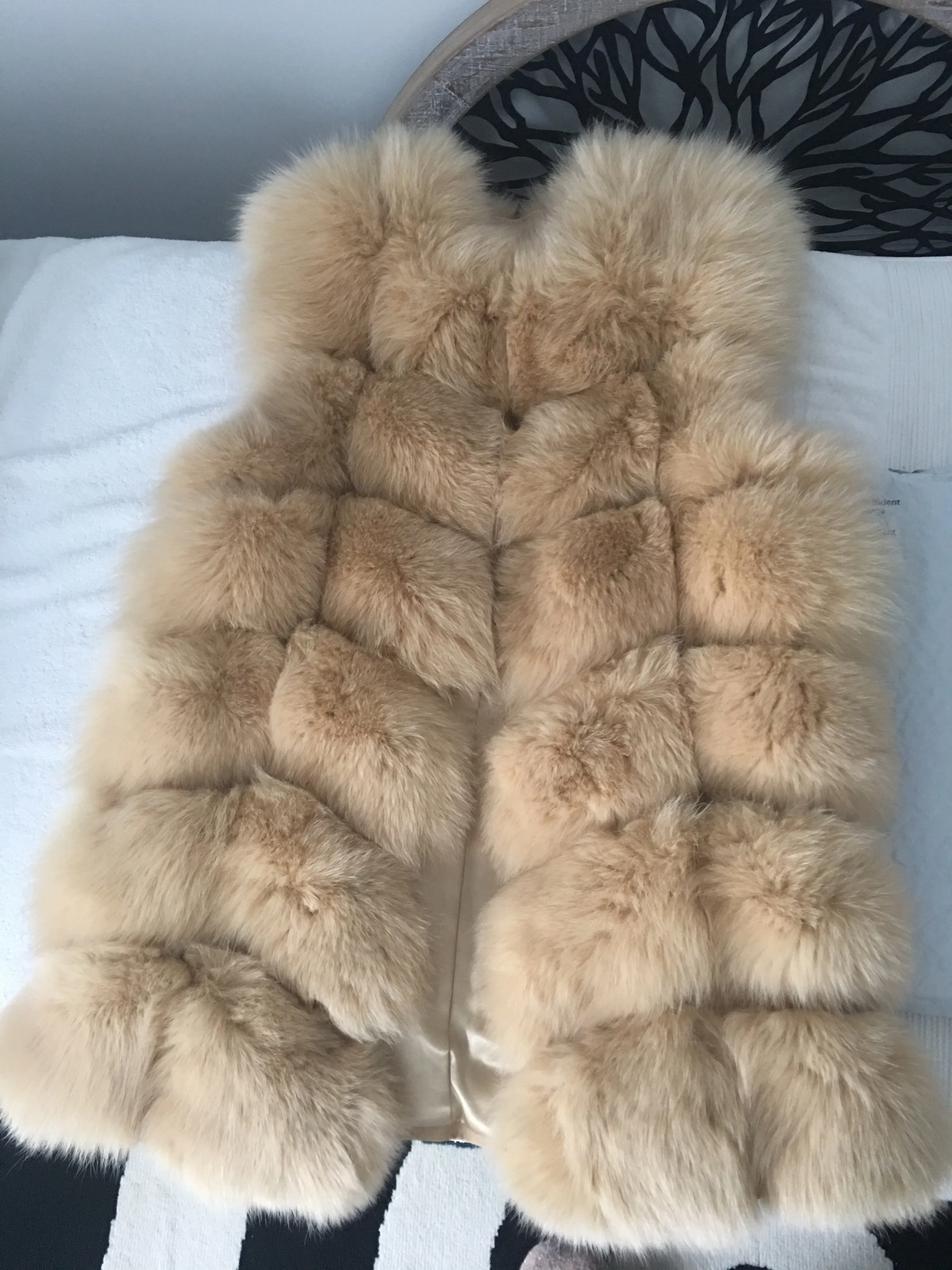 Fox Fur Vest Gilet - Cream