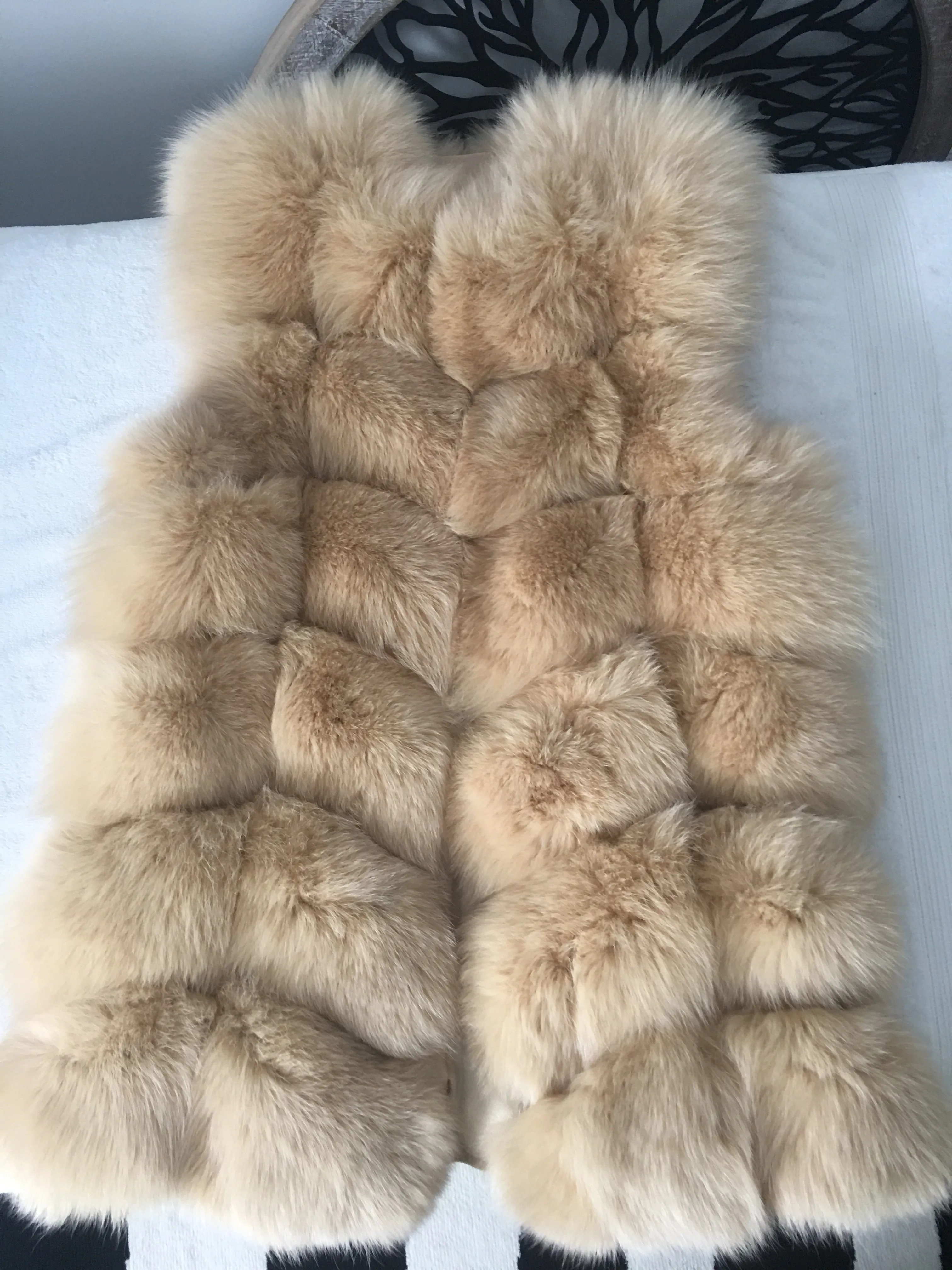 Fox Fur Vest Gilet - Cream