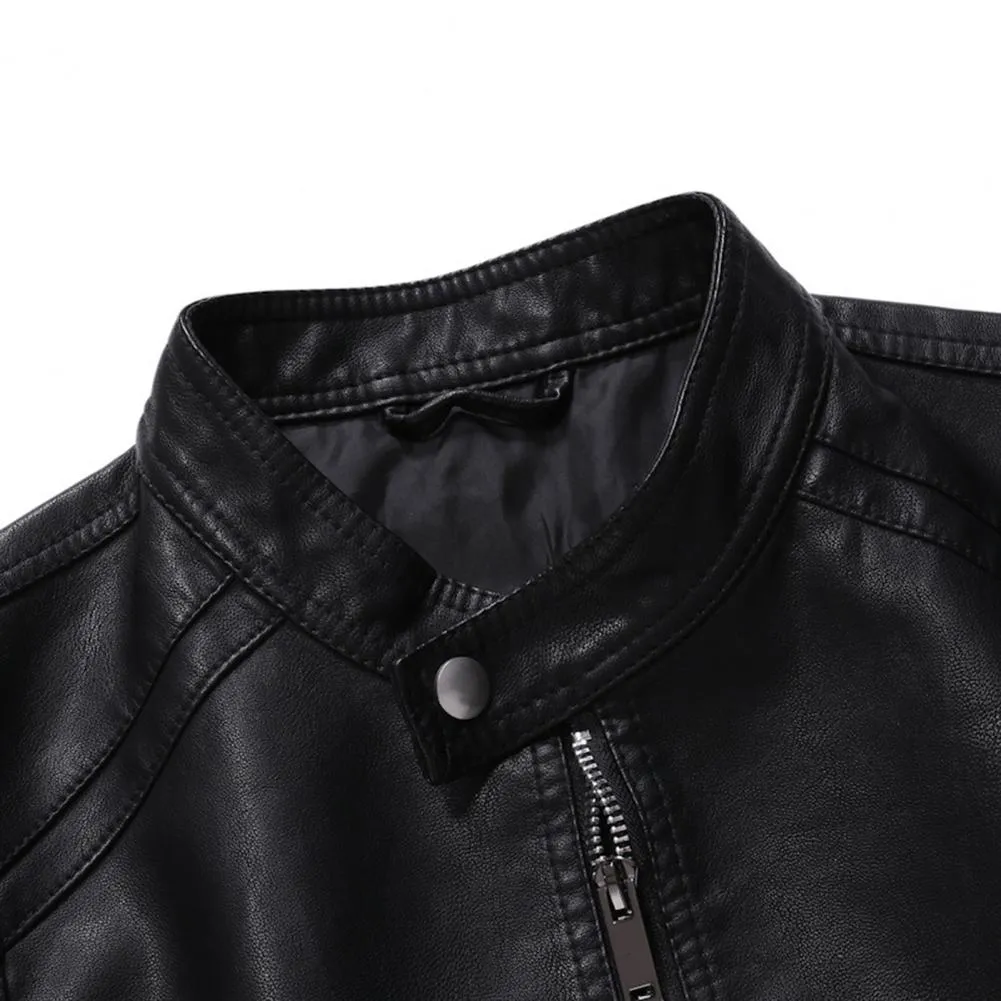 Funki Buys | Jackets | Men's Faux Leather Stand Collar Jacket