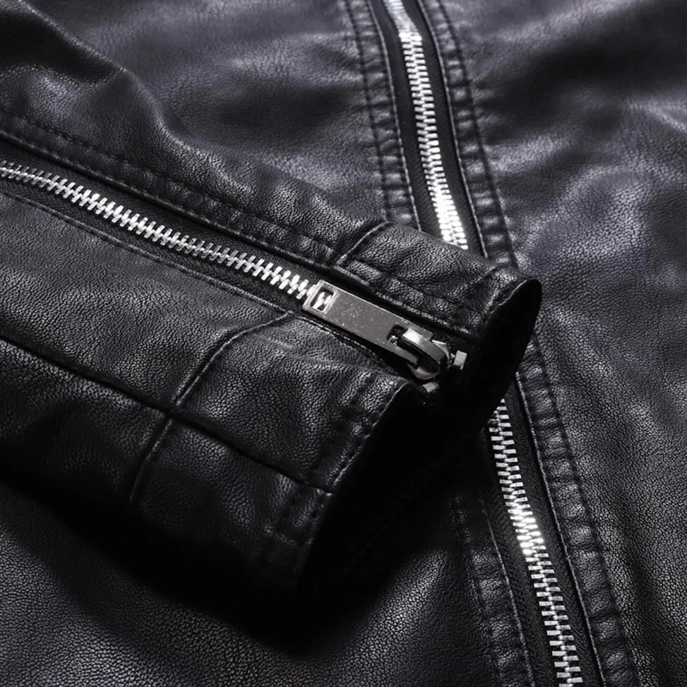 Funki Buys | Jackets | Men's Faux Leather Stand Collar Jacket