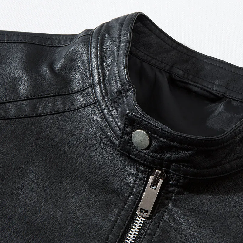 Funki Buys | Jackets | Men's Faux Leather Stand Collar Jacket