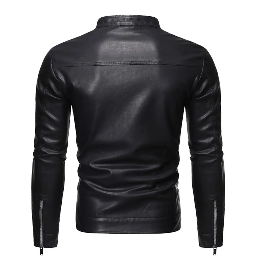 Funki Buys | Jackets | Men's Faux Leather Stand Collar Jacket