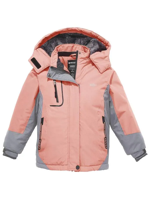 Girls Hooded Ski Fleece Winter Jacket