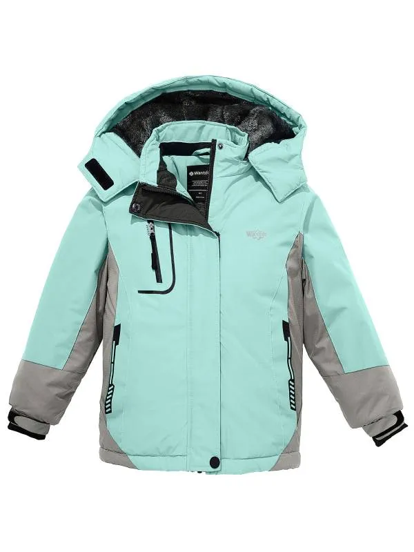 Girls Hooded Ski Fleece Winter Jacket